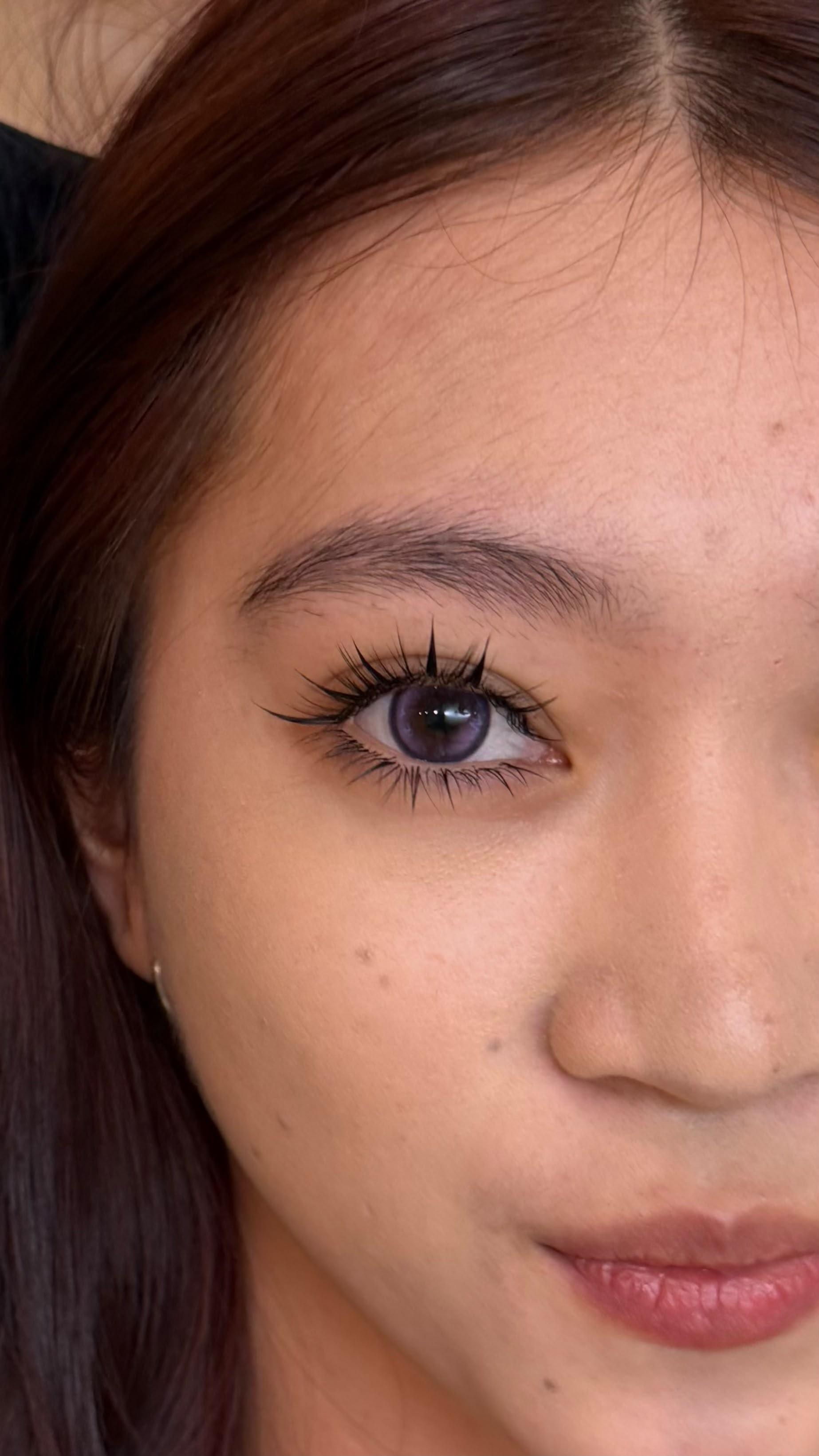 Close-up of anime-inspired eyelash extensions