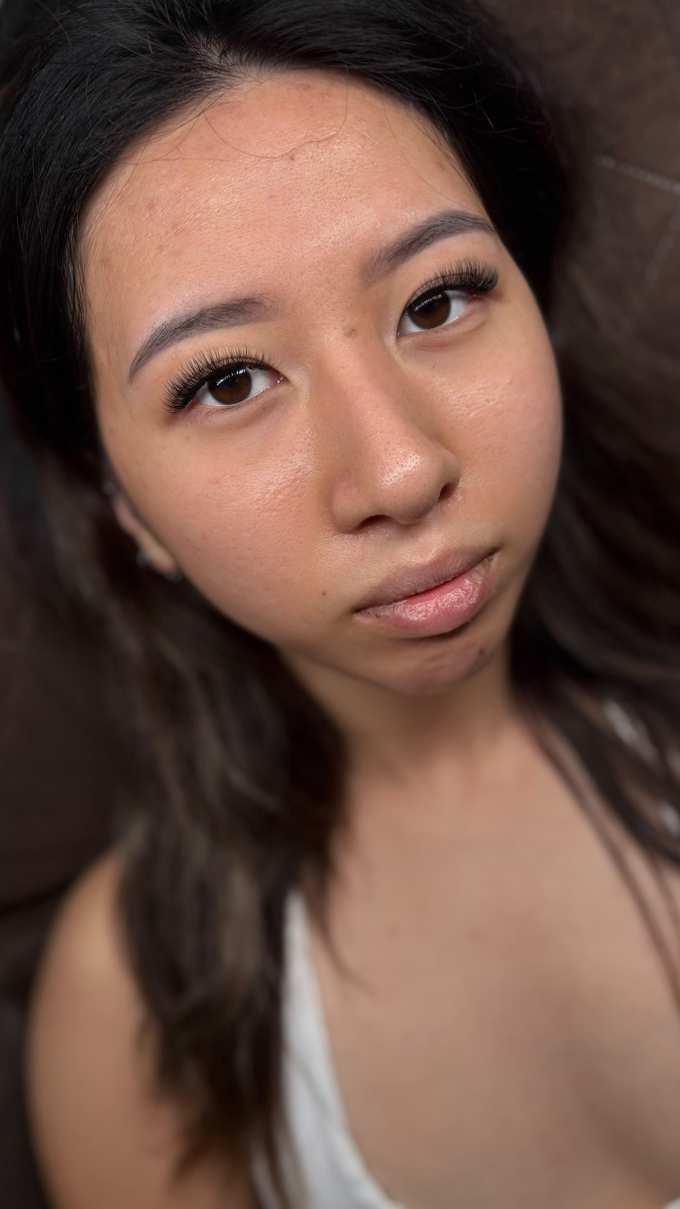 Close-up of a full eyelash extension set